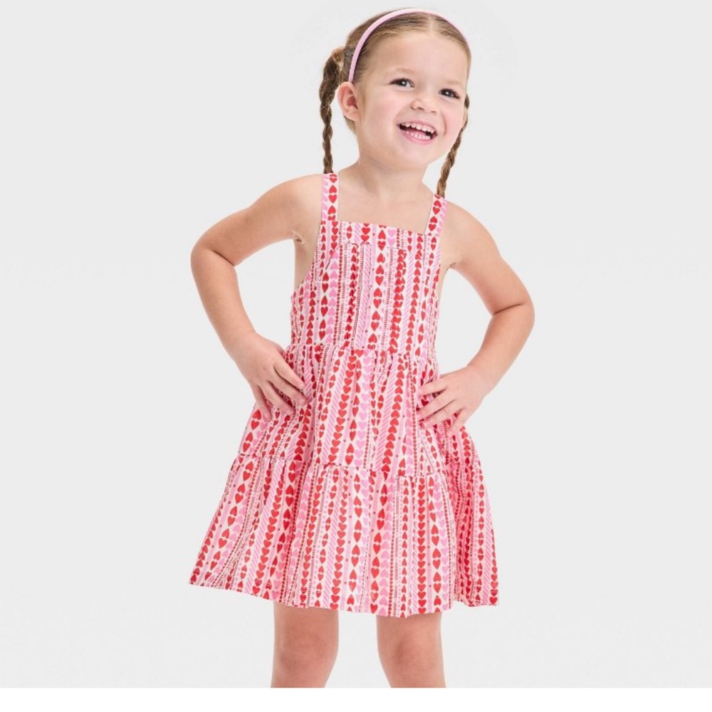 Cat & Jack Toddler Girls Valentine’s Day Hearts Tank Dress (???)